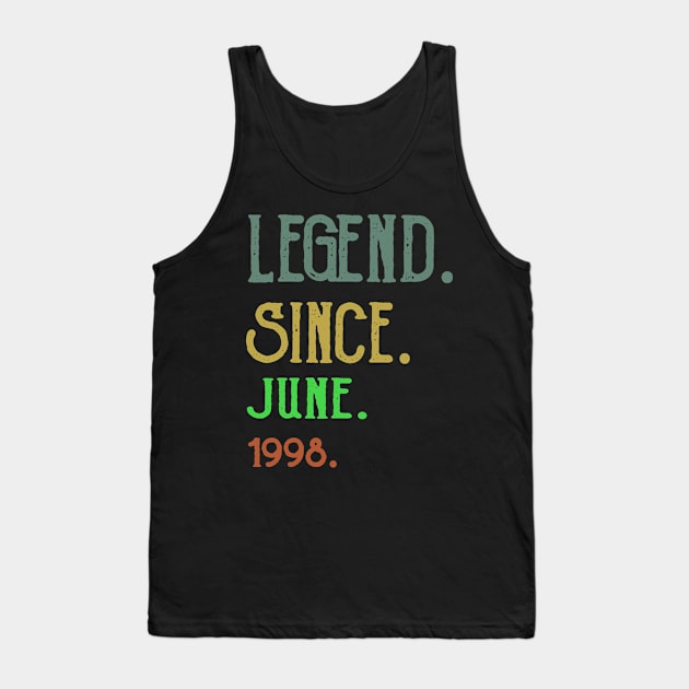 Legend Since June 1998 21th Birthday 21 Years Old Shirt Tank Top by Trendy_Designs